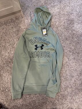 Under Armour Light Sage Green Pullover Hoodie with Logo